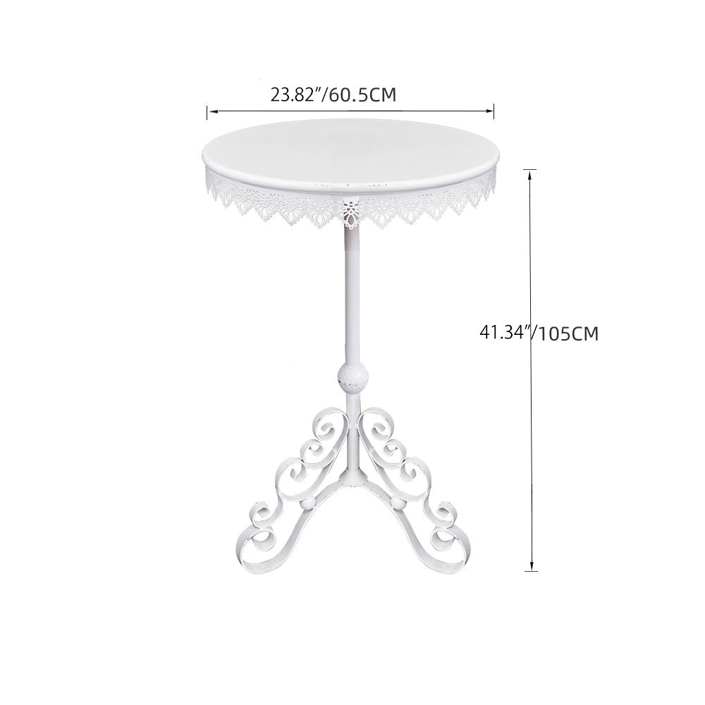 Vintage White Iron Bistro Table – Elegant Lace Design for Cozy Spaces fczym-2330