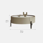 Solid Wood Tea Table with Sintered Stone Top and Faux Leather Accents hxj-2703