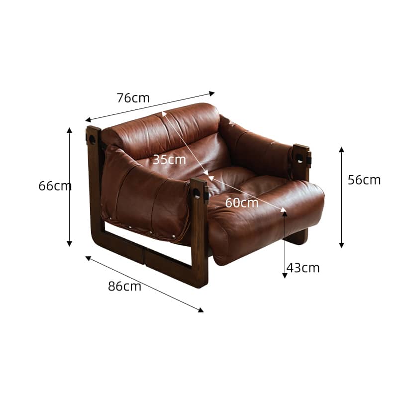 Luxurious Dark Brown Genuine Leather Sofa with Ash Wood Frame - Supreme Comfort & Style Hersa-1650