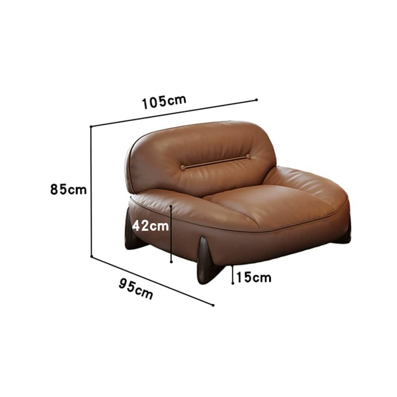 Luxurious Light Brown Sofa with Pine and Oak Wood Frame, Goose Down and Latex Cushioning, and Cotton Faux Leather Finish hzh-1364