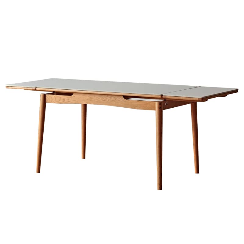 [幅125～145cm] テーブル 伸縮式 セラミック チェリー材 北欧 コンパクト fyg-655