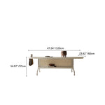 Sleek Multi-Layer Board Tea Table with Stainless Rattan Design and Synthetic Leather Accents fkb-4393