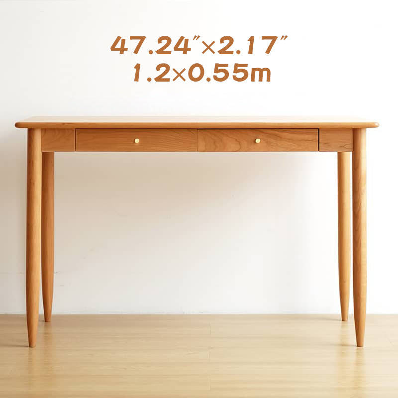 Elegant Cherry Wood and Natural Plywood Table with Copper Accents hykmq-750