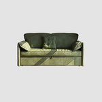 Luxury Green Suede Sofa with Elegant Pine Wood Frame fwlp-932