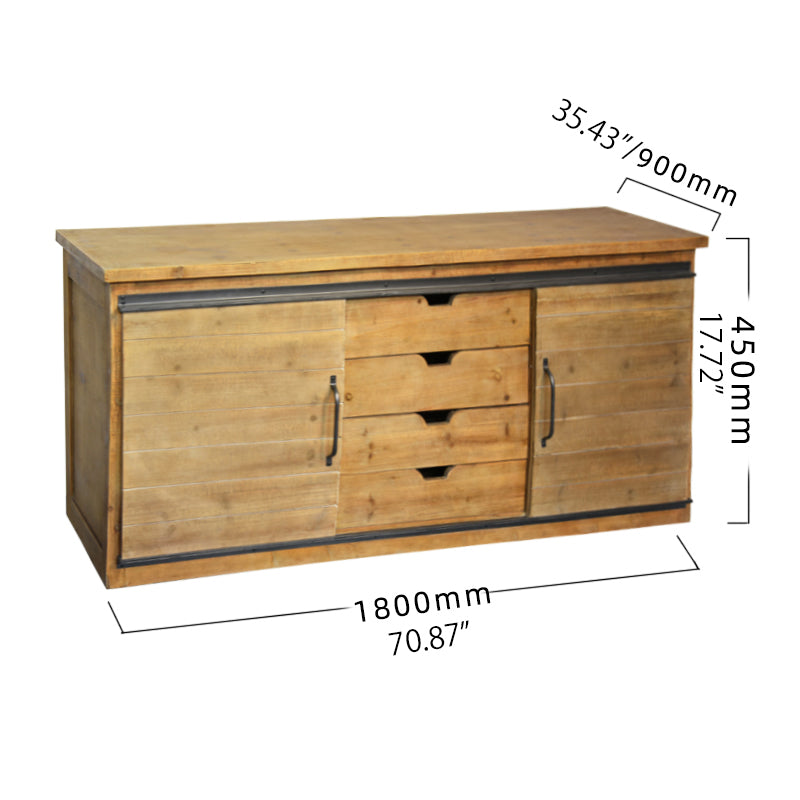 Rustic Solid Wood TV Cabinet with Ample Storage Drawers fczym-2313