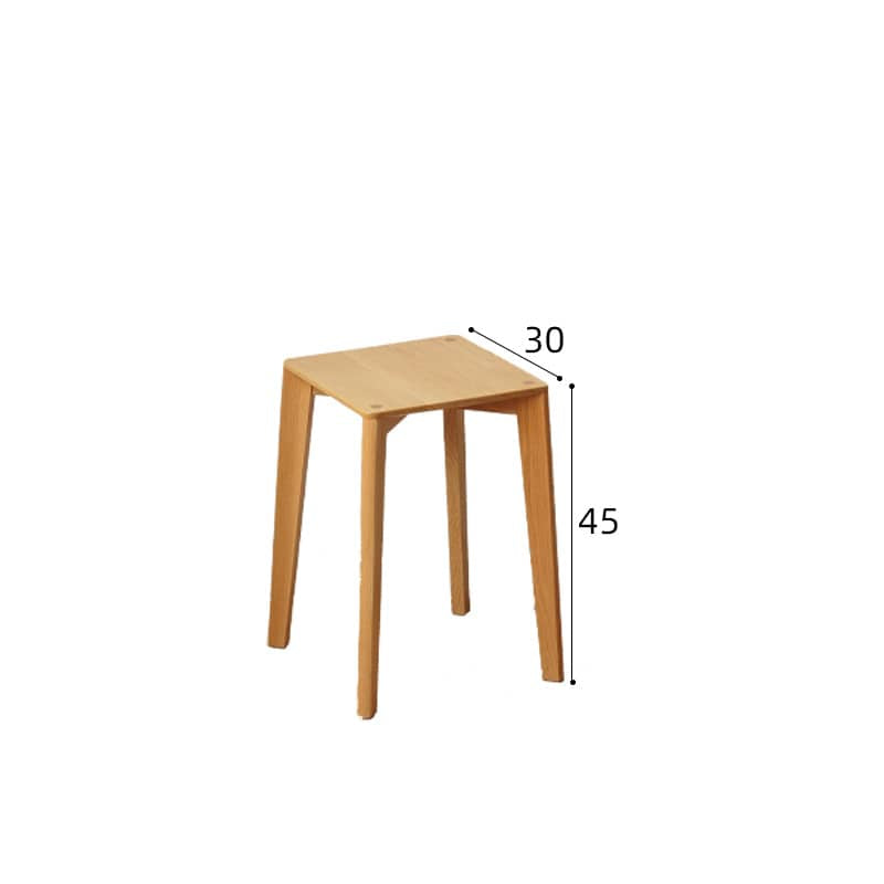 Elegant Oak Wood Stool with Light Grey Cushion - Natural and Comfortable Seating fyx-891