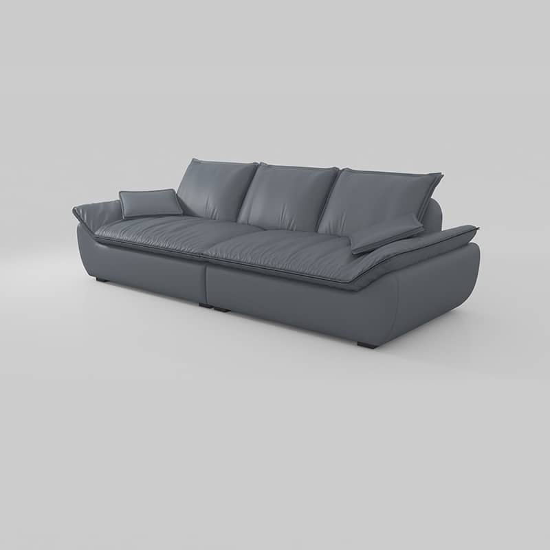 Luxurious Gray Pine Wood Sofa with Latex Down Cushions and Leathaire Finish hatx-1024