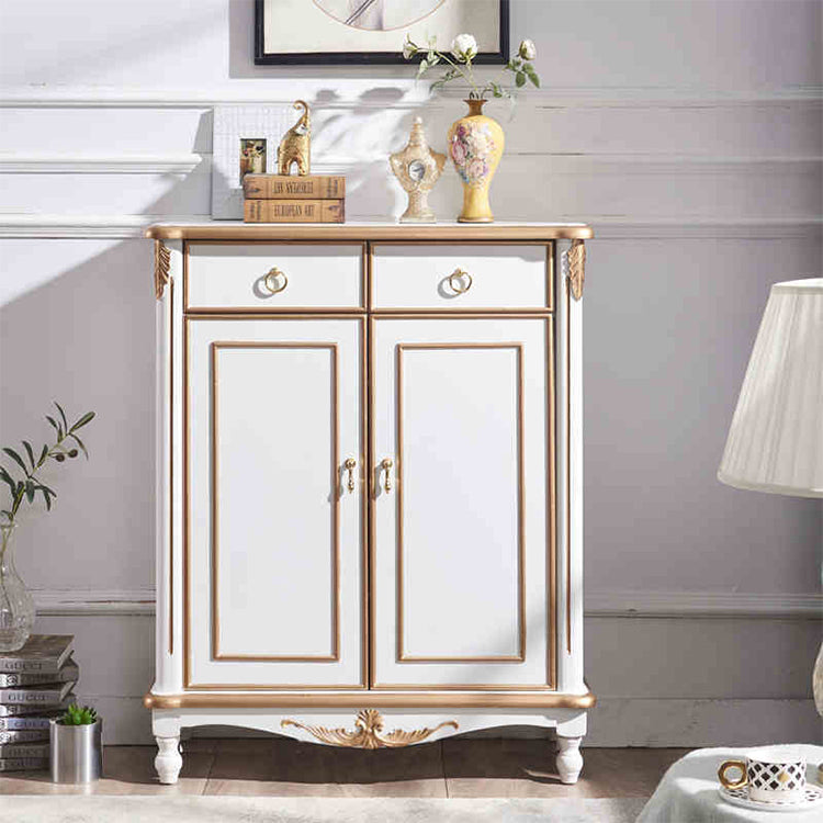 Elegant White and Gold Cabinet with Ample Storage for Modern Living Rooms hbs-4423