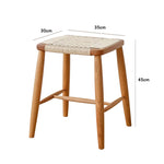 Rustic Charm Wooden Stools with Paper Rope Accents - Oak, Walnut & Cherry Options fyx-886