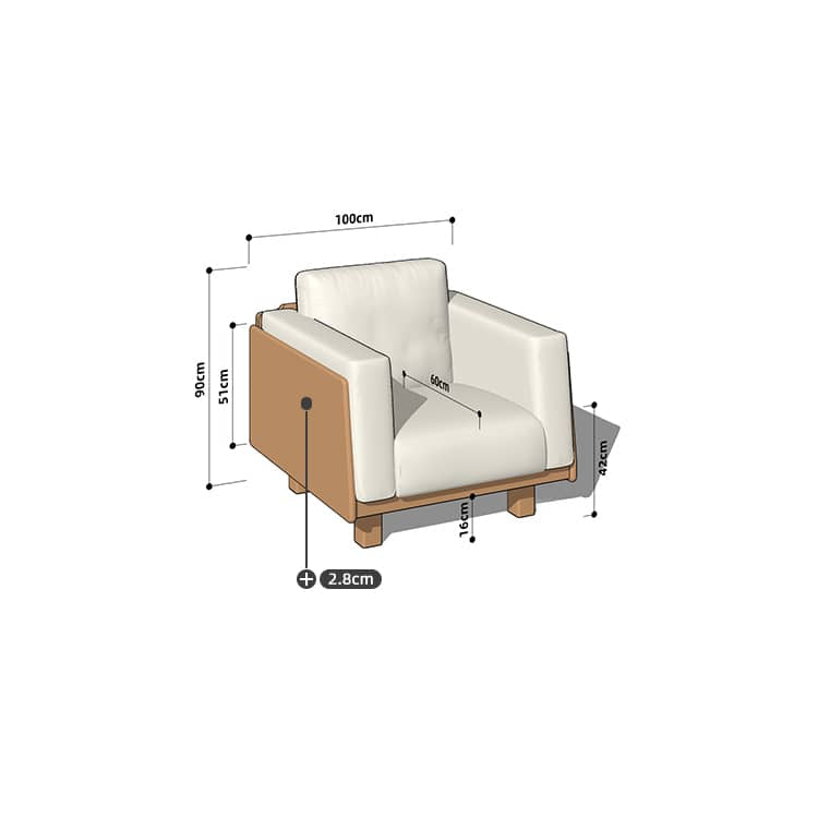 Luxurious Off White Sofa with Natural Cherry Wood Accents - Comfortable Cotton, Down, Foam & Faux Leather Upholstery hykmq-784