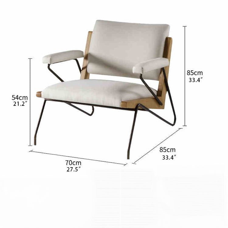 Modern Cotton-Ramie Lounge Chair with Ash Wood Accents - Stylish Comfort for Your Living Space fjnw-4547