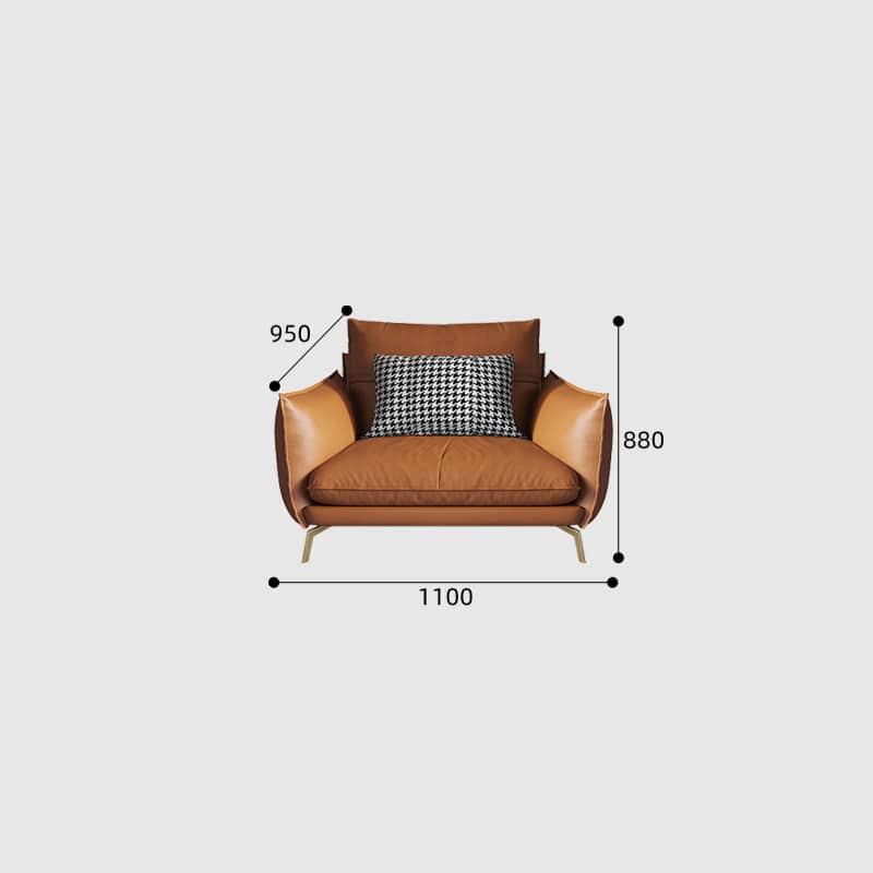 Stylish Sofa with Orange Cotton Upholstery and Pine Wood Frame Featuring Durable Faux Leather Accents hzh-1358