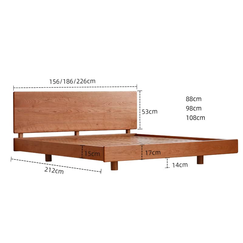 Stunning Cherry Wood Bed Frame - Natural Wood Finish for Elegant Bedroom Decor hykmq-773