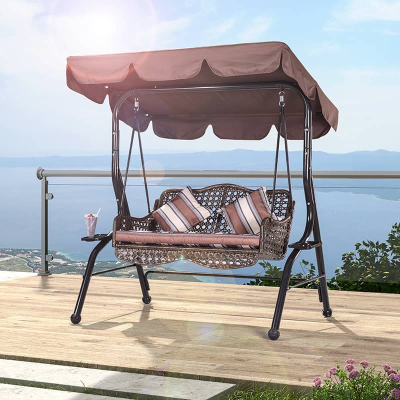 Stylish Outdoor Swing Chair - Comfortable Brown PE Rattan Hammock for Patio & Garden zy-026