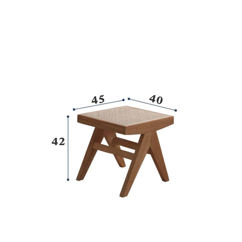 Elegant Natural Wood and Rattan Stool – Ash, Cherry, and Oak Variants Available fyx-892