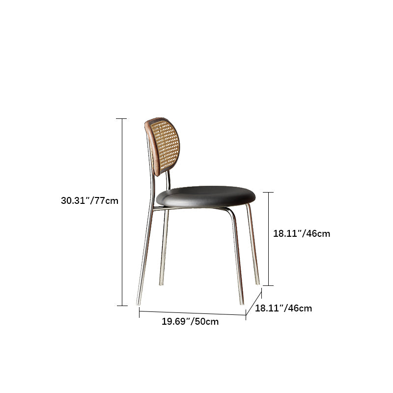 Ash Wood Rattan Dining Chair with PU Leather & Stainless Steel Frame – Stylish Modern Seating Solution fmus-4086