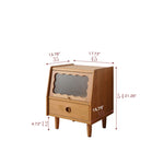 Elegant Cherry Wood Bedside Cupboard with Copper and Glass Accents fyx-862