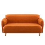 Modern Techno Fabric Sofa Set in Orange, Off-White, Dark Blue, and Green with Elegant Wood Accents qm-1