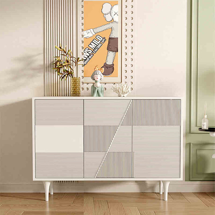 Modern Solid Wood Cabinet with Geometric Design - Elegance Meets Functionality hbs-4435