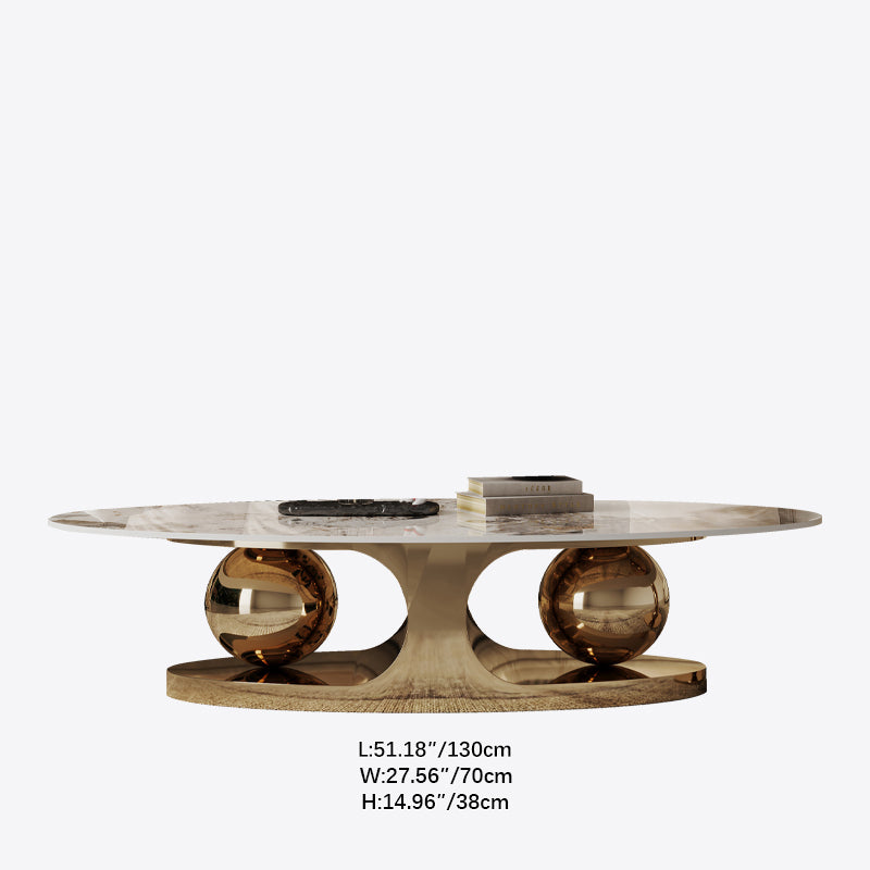 Sintered Stone Stainless Steel Tea Table – Modern Elegance for Your Living Space fdl-2598