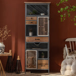 Rustic Charm Multi-Tier Cabinet with Chinese Fir & Sleek Metal Design hdst-4320
