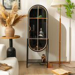 Sleek Pine and Glass Cabinet with Wine Rack and Display Shelves hdst-4308