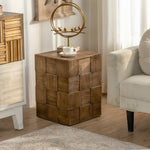 Stylish Chinese Fir Bedside Cupboard - Modern Checkerboard Design hdst-4221