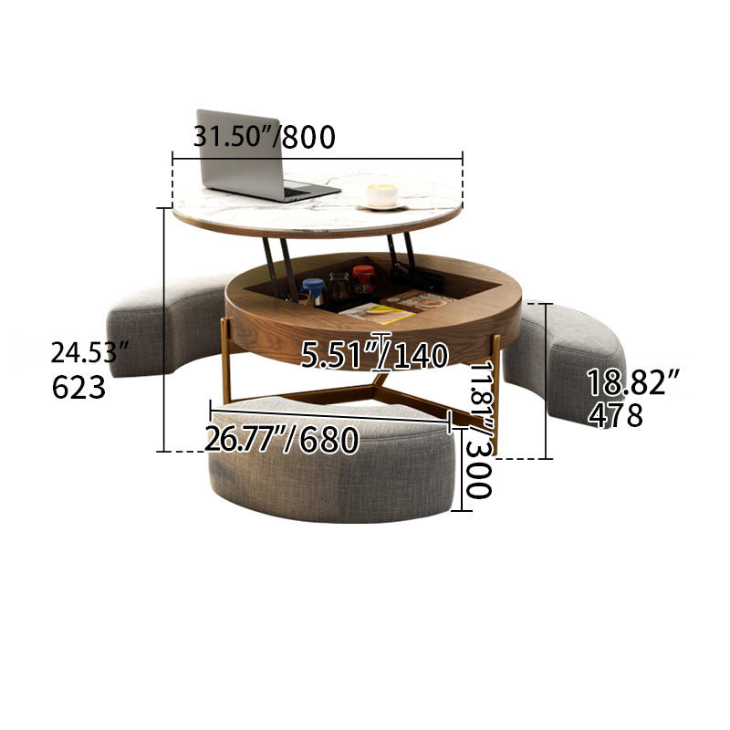 Elegant Sintered Stone Tea Table with Stainless Steel Frame and PU Leather Linen Finish fjnl-2449