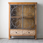 Vintage-Inspired Solid Wood Cabinet with Glass Doors – Elegant Storage Solution for Your Home hdst-4256