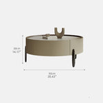 Solid Wood Tea Table with Sintered Stone Top and Faux Leather Accents hxj-2703