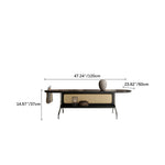 Sleek Multi-Layer Board Tea Table with Stainless Rattan Design and Synthetic Leather Accents fkb-4393