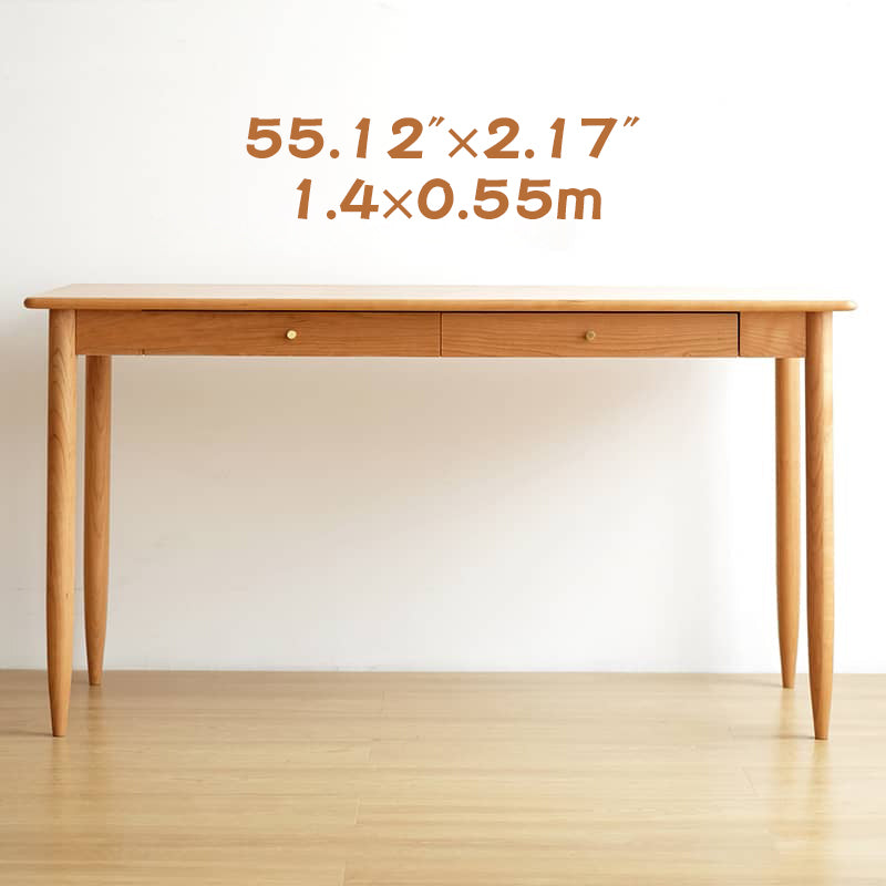 Elegant Cherry Wood and Natural Plywood Table with Copper Accents hykmq-750