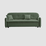 Elegant Beige-Green Khaki Pine Wood Suede Sofa - Luxurious Comfort for Your Living Space fwlp-940