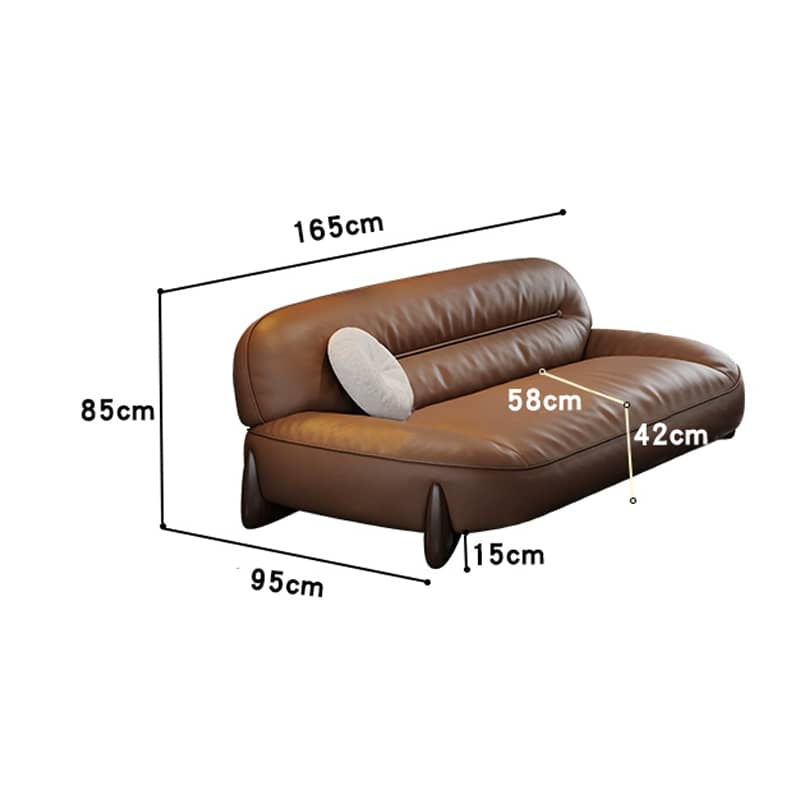 Luxurious Light Brown Sofa with Pine and Oak Wood Frame, Goose Down and Latex Cushioning, and Cotton Faux Leather Finish hzh-1364