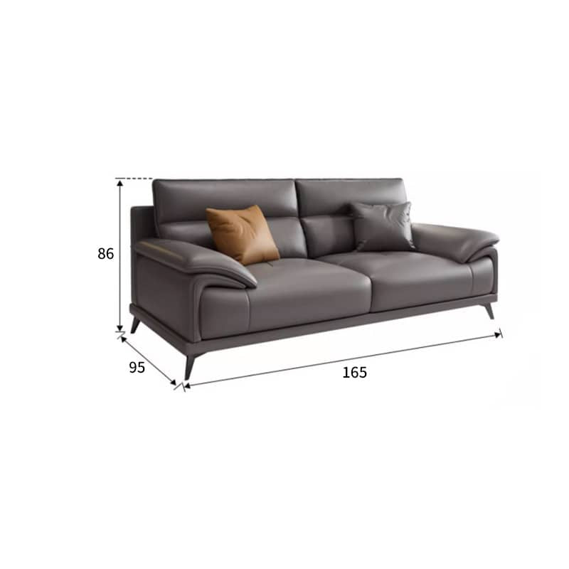 Luxury Gray Sofa with Pine Wood Frame - Cozy Cotton Down & Durable Faux Leather hzh-1365