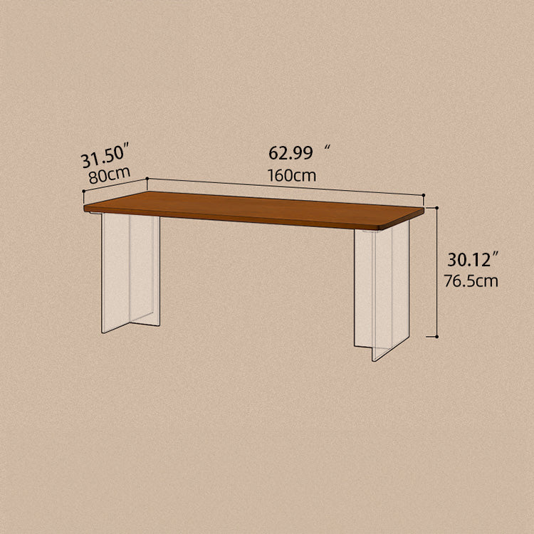 Sleek Cherry Wood Dining Table with Modern Acrylic Base - Stylish Home Addition fpmxm-2769