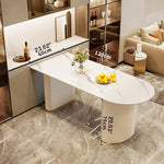 Sleek Sintered Stone Dining Table with Luxurious Faux Leather Chairs for Modern Elegance fel-2021