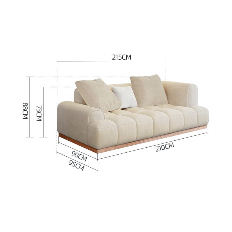 Elegant Beige Sofa with Natural Oak and Pine Wood Accents in Cotton and Faux Leather hmyf-1275