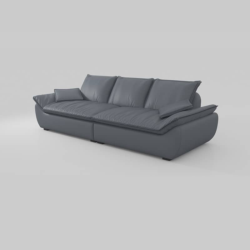 Luxurious Gray Pine Wood Sofa with Latex Down Cushions and Leathaire Finish hatx-1024