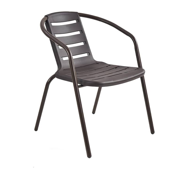 Sleek Modern Chair: Brown Black PVC with Galvanized Steel Frame and PE Rattan Detailing zy-149