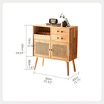 Stylish Natural Ash Wood Cabinet with Elegant Rattan Accents htzm-1507