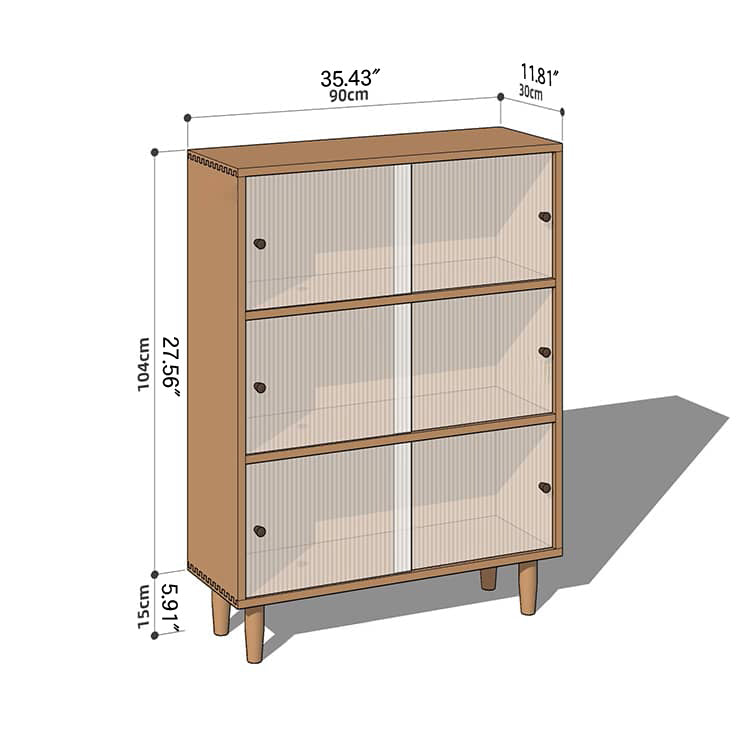 Elegant Brown Cherry Wood Cabinet with Black Walnut Tempered Glass Doors hykmq-760