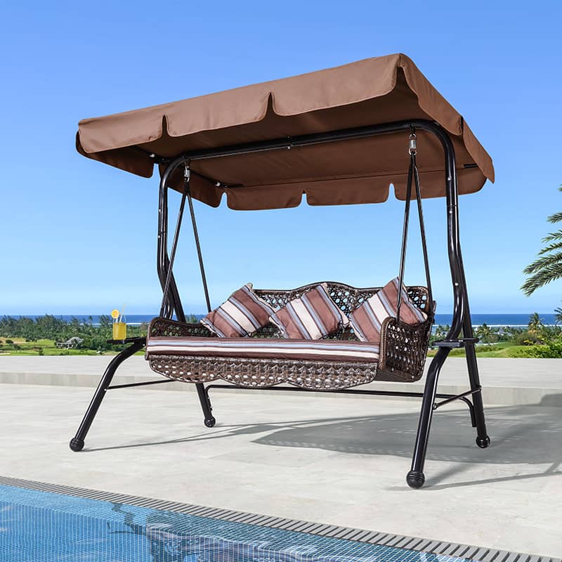 Stylish Outdoor Swing Chair - Comfortable Brown PE Rattan Hammock for Patio & Garden zy-026