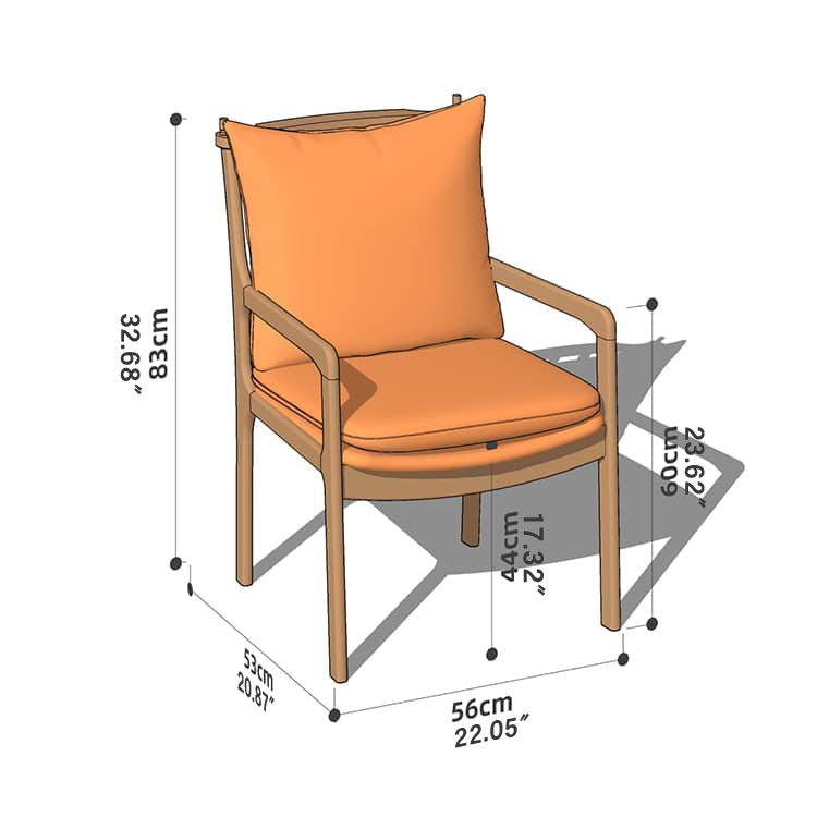 Sleek Mid-Century Modern Chair with Orange, Off-White, and Yellow Leathaire - Natural Oak, Cherry, and Light Brown Wood Finish hykmq-745