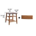 Stylish Tea Table in Cherry Wood & Walnut with Elegant Rattan Design fyx-874