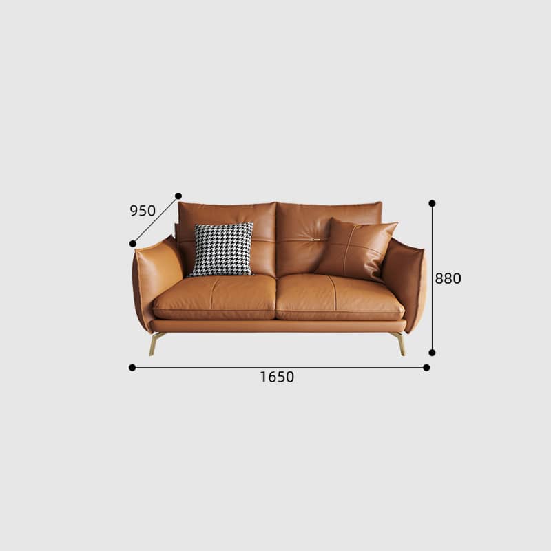 Stylish Sofa with Orange Cotton Upholstery and Pine Wood Frame Featuring Durable Faux Leather Accents hzh-1358