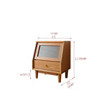 Elegant Cherry Wood Bedside Cupboard with Copper and Glass Accents fyx-862