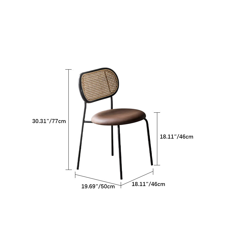 Ash Wood Rattan Dining Chair with PU Leather & Stainless Steel Frame – Stylish Modern Seating Solution fmus-4086