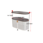 Sleek Rolling Tea Table with Rattan Cabinet and Dark Wood Top - Modern Décor hsj-2252