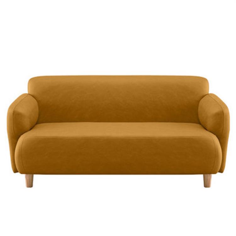 Modern Techno Fabric Sofa Set in Orange, Off-White, Dark Blue, and Green with Elegant Wood Accents qm-1